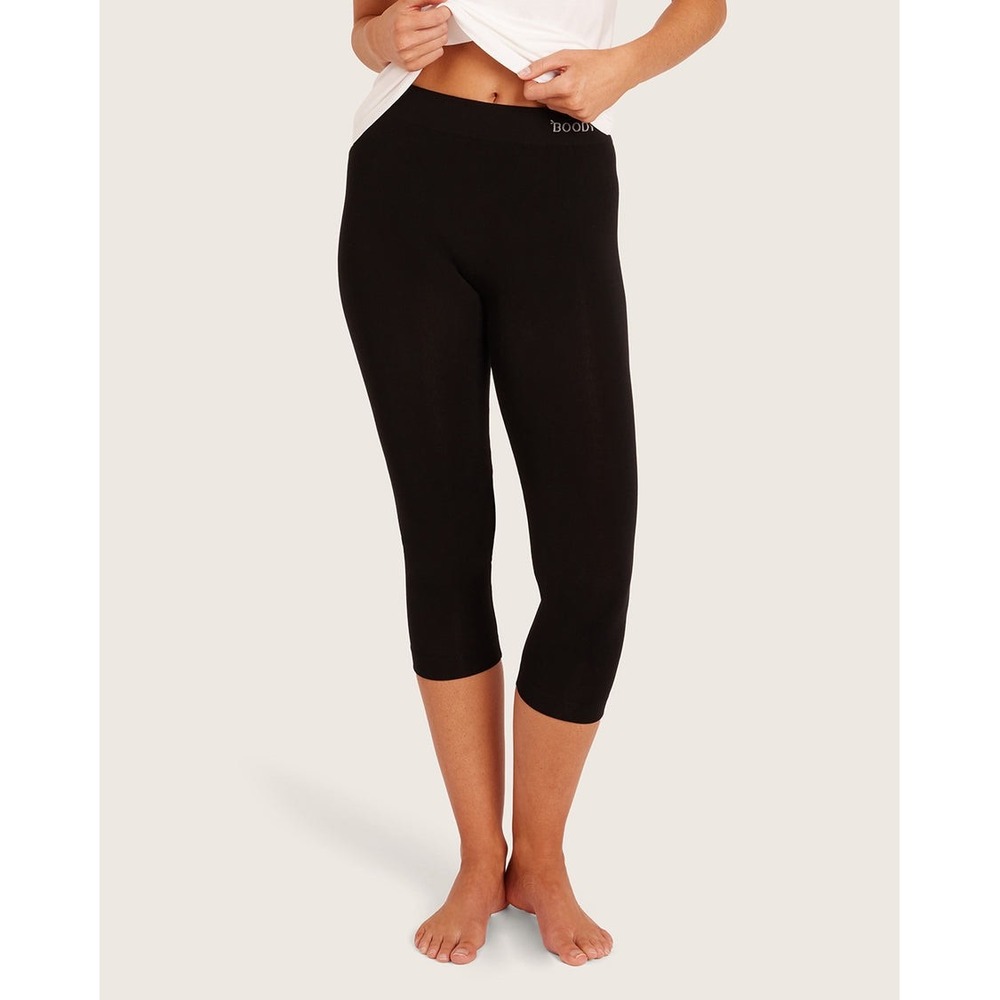 Boody 3/4 Leggings In Bamboo Seamfree Fabric Yoga Medium Black New With Tags